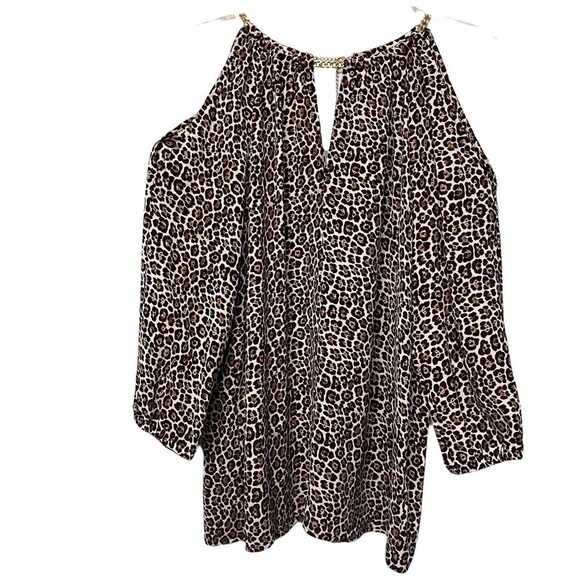MICHAEL KORS (NWOT) COLD SHOULDER TOP, WITH CHAIN SIZE L - Picture 2 of 12